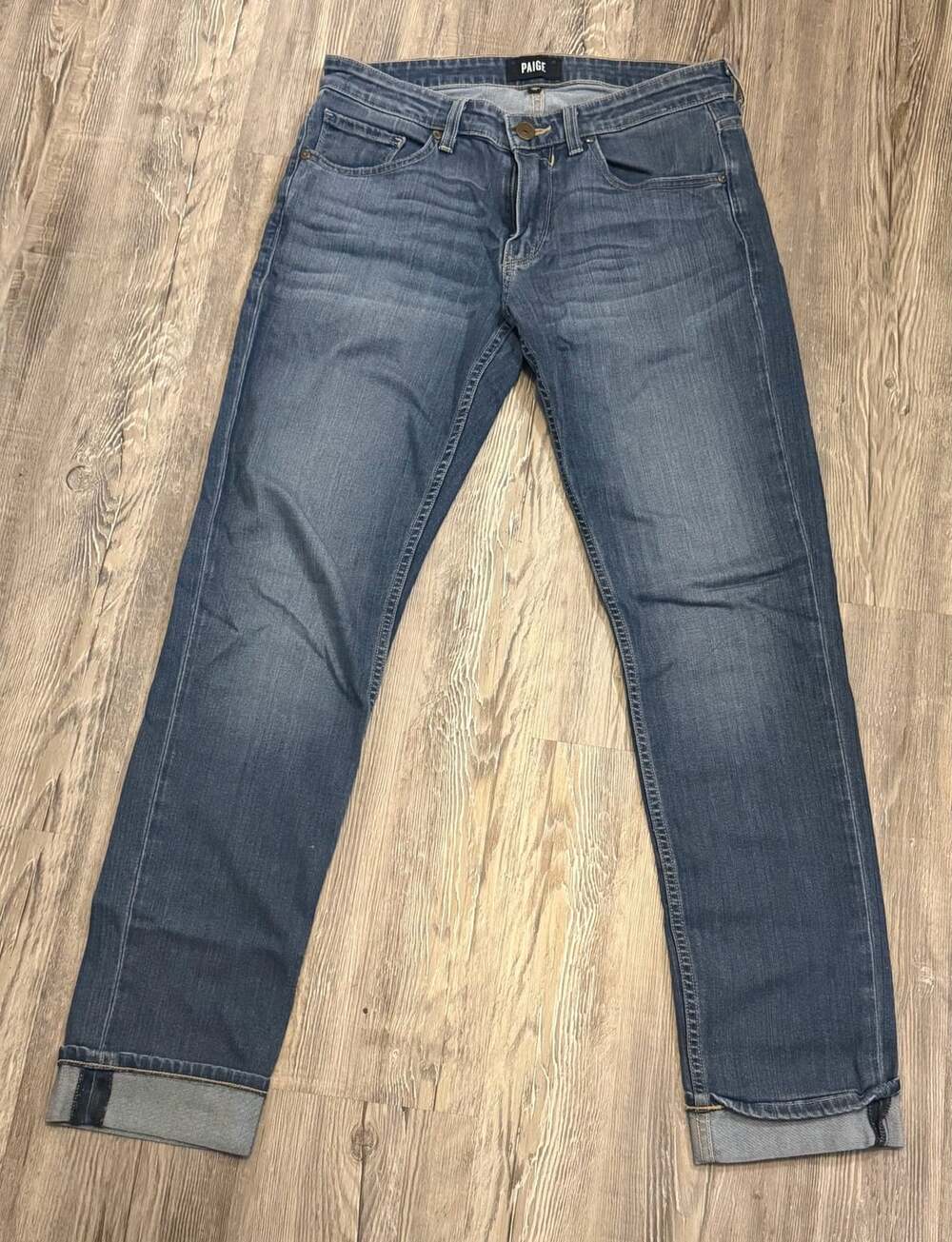 PAIGE Croft Men’s Jeans Size 30 Blue Slim Stretch Sewn Cuff Made in USA